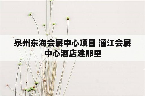 泉州东海会展中心项目 涵江会展中心酒店建那里