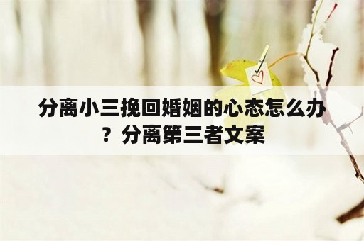 分离小三挽回婚姻的心态怎么办？分离第三者文案