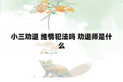 小三劝退 维情犯法吗 劝退师是什么