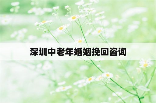 深圳中老年婚姻挽回咨询