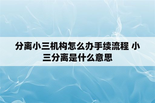 分离小三机构怎么办手续流程 小三分离是什么意思