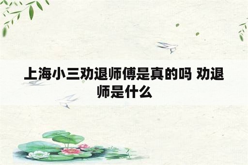 上海小三劝退师傅是真的吗 劝退师是什么