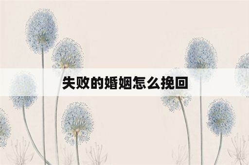 失败的婚姻怎么挽回