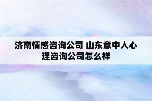 济南情感咨询公司 山东意中人心理咨询公司怎么样