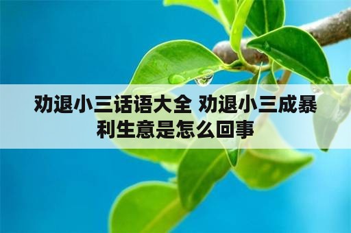 劝退小三话语大全 劝退小三成暴利生意是怎么回事