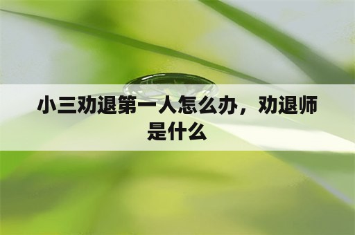 小三劝退第一人怎么办，劝退师是什么