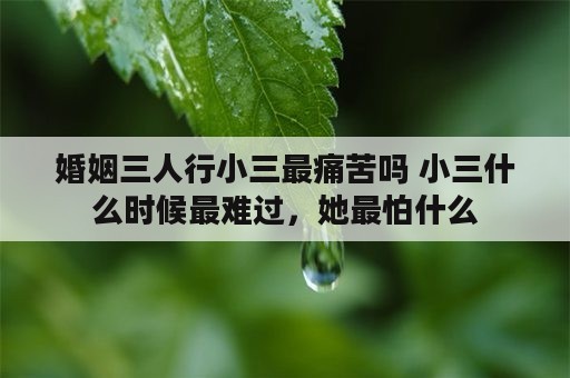 婚姻三人行小三最痛苦吗 小三什么时候最难过，她最怕什么