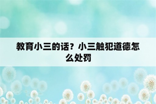 教育小三的话？小三触犯道德怎么处罚