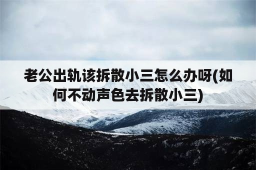 老公出轨该拆散小三怎么办呀(如何不动声色去拆散小三)