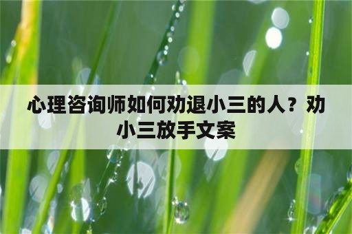 心理咨询师如何劝退小三的人？劝小三放手文案