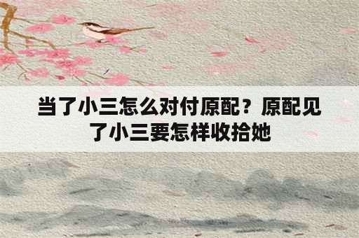 当了小三怎么对付原配？原配见了小三要怎样收拾她