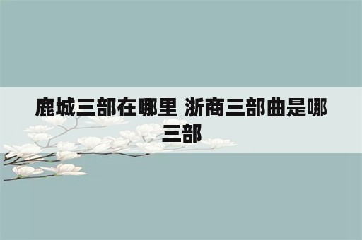 鹿城三部在哪里 浙商三部曲是哪三部