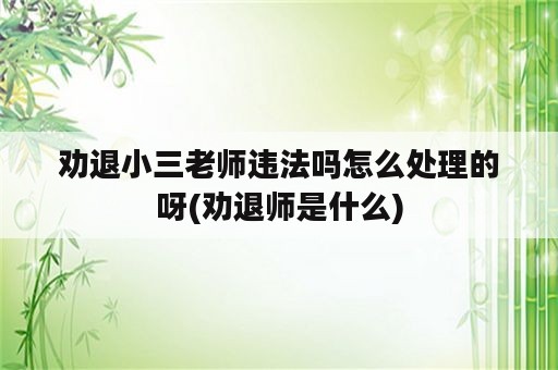 劝退小三老师违法吗怎么处理的呀(劝退师是什么)