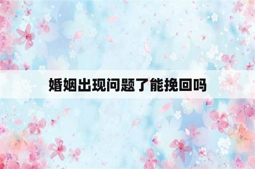 婚姻出现问题了能挽回吗