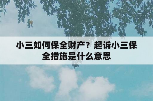 小三如何保全财产？起诉小三保全措施是什么意思