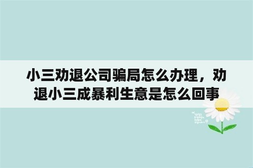 小三劝退公司骗局怎么办理，劝退小三成暴利生意是怎么回事