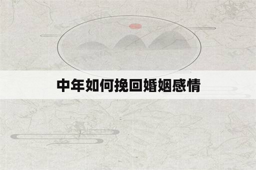 中年如何挽回婚姻感情