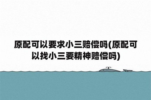 原配可以要求小三赔偿吗(原配可以找小三要精神赔偿吗)