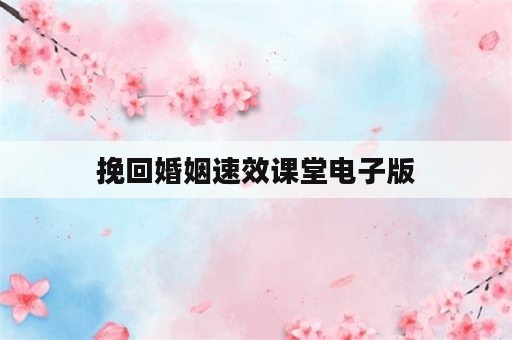 挽回婚姻速效课堂电子版