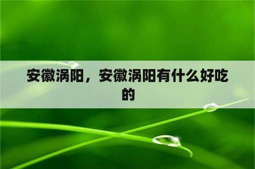 安徽涡阳，安徽涡阳有什么好吃的