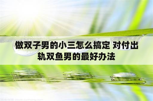 做双子男的小三怎么搞定 对付出轨双鱼男的最好办法