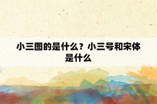 小三图的是什么？小三号和宋体是什么