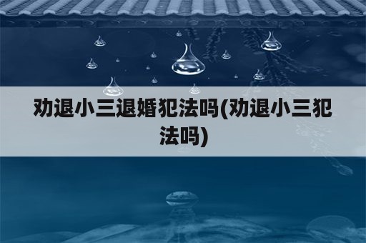 劝退小三退婚犯法吗(劝退小三犯法吗)