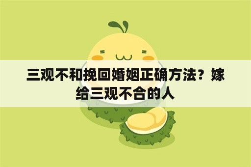 三观不和挽回婚姻正确方法？嫁给三观不合的人