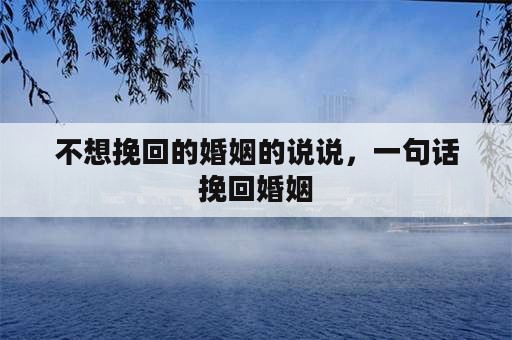 不想挽回的婚姻的说说，一句话挽回婚姻