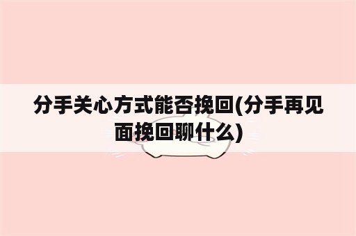 分手关心方式能否挽回(分手再见面挽回聊什么)