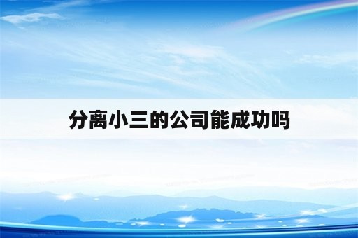 分离小三的公司能成功吗