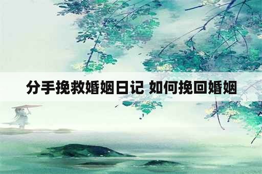 分手挽救婚姻日记 如何挽回婚姻