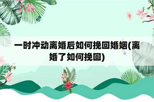 一时冲动离婚后如何挽回婚姻(离婚了如何挽回)