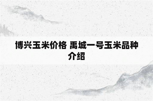 博兴玉米价格 禹城一号玉米品种介绍