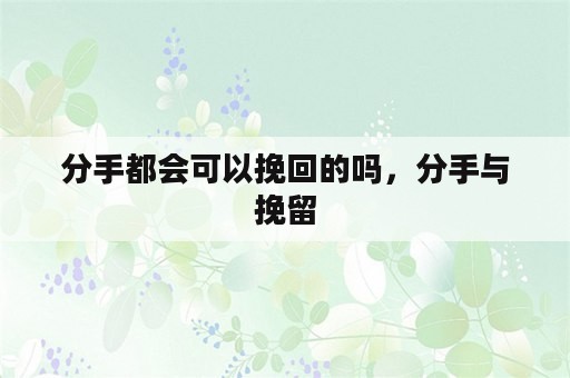 分手都会可以挽回的吗，分手与挽留