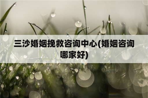 三沙婚姻挽救咨询中心(婚姻咨询哪家好)