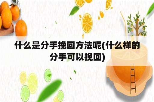 什么是分手挽回方法呢(什么样的分手可以挽回)