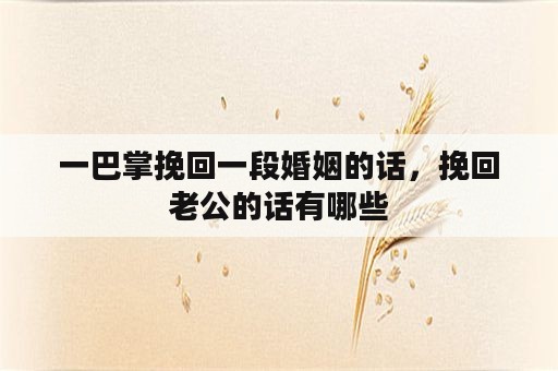 一巴掌挽回一段婚姻的话，挽回老公的话有哪些