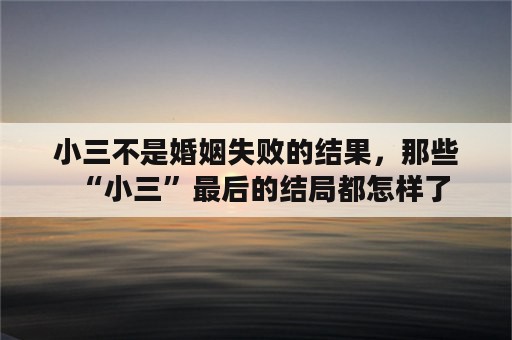 小三不是婚姻失败的结果，那些“小三”最后的结局都怎样了