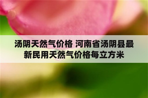 汤阴天然气价格 河南省汤阴县最新民用天然气价格每立方米