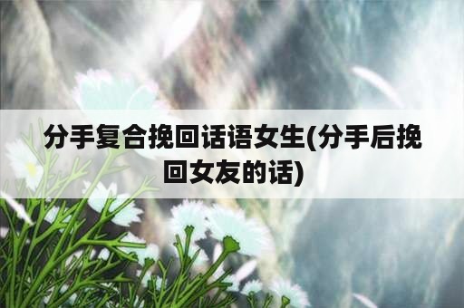 分手复合挽回话语女生(分手后挽回女友的话)