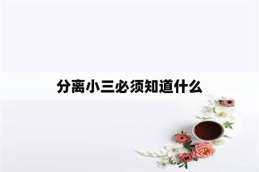 分离小三必须知道什么