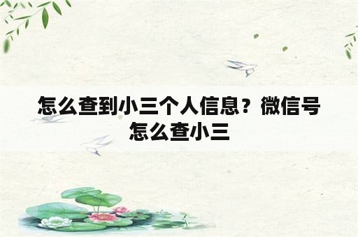 怎么查到小三个人信息？微信号怎么查小三