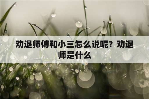 劝退师傅和小三怎么说呢？劝退师是什么