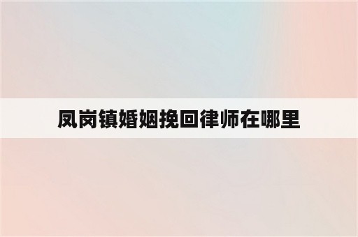 凤岗镇婚姻挽回律师在哪里