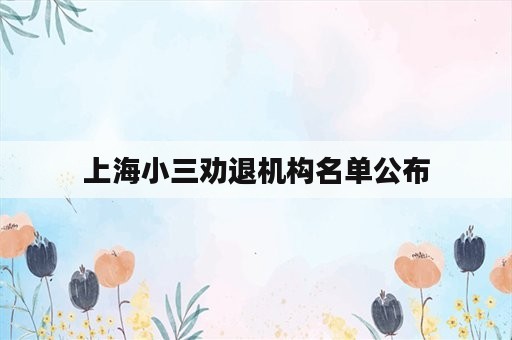 上海小三劝退机构名单公布