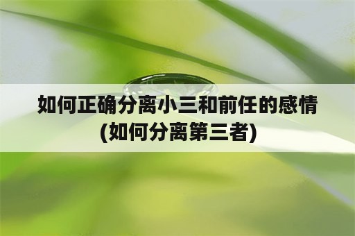 如何正确分离小三和前任的感情(如何分离第三者)