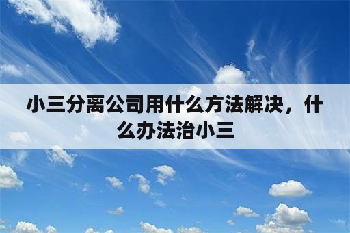 小三分离公司用什么方法解决，什么办法治小三