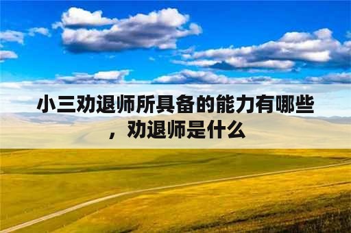 小三劝退师所具备的能力有哪些，劝退师是什么