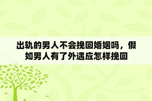 出轨的男人不会挽回婚姻吗，假如男人有了外遇应怎样挽回